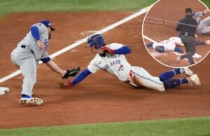 O erro de Ernie Clement custou Blue Jays no início do jogo 1 da World Series Ernie Clement, do Toronto Blue Jays, é eliminado pelo terceiro base do Los Angeles Dodgers, Max Muncy.