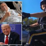 O executivo do condado de Nassau, Bruce Blakeman, visita policial ferido - com mensagem de 'melhore' de Trump