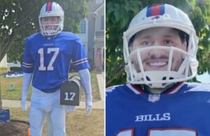 O fã do Bills fez uma caixa de correio em tamanho real deste Buffalo – e ele até fala O fã do Bills fez uma caixa de correio em tamanho real deste Buffalo - e ele até fala