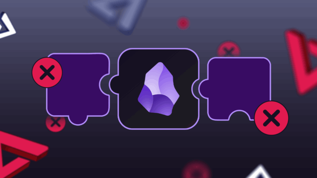 O fator Obsidian funciona muito melhor sem plugins Duas cabeças animadas com notas e mapas neurais dentro, cercadas pelo logotipo Obsidian