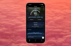 O mais recente aplicativo de anel inteligente Oura traz lições para o aplicativo de saúde e bem-estar da Apple O mais recente aplicativo de anel inteligente Oura tem lições para o aplicativo de saúde da Apple | Captura de tela no fundo rosa das nuvens do pôr do sol