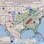 O mapa revela 7 estados em perigo de chuvas pesadas, inundações repentinas
