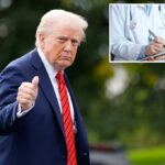 Donald Trump fazendo sinal de positivo.