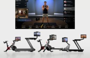 O novo equipamento Peloton é praticamente uma revisão completa, com atributos de IA Peloton renova completamente seu hardware (mostrado) e, claro, adiciona recursos de IA (Captura de tela inserida)