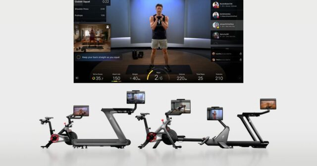 Peloton renova completamente seu hardware (mostrado) e, claro, adiciona recursos de IA (Captura de tela inserida)