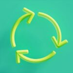Circle formed by curved arrows as a symbol of recycling, 3d illustration, horizontal image