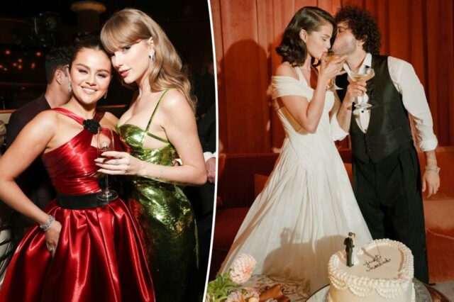 Os amigos de Selena Gomez jorraram sobre o convidado do casamento 'Regal' Taylor Swift: 'The Ceavens abriu'


