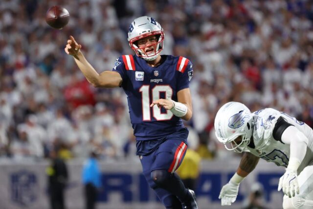 New England Patriots quarterback Drake Maye