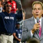 O ex-técnico de futebol da Universidade do Alabama, Nick Saban, é homenageado com uma cerimônia dedicando o campo em seu nome durante o intervalo entre o Alabama Crimson Tide e o South Florida Bulls no Bryant-Denny Stadium em 7 de setembro de 2024 em Tuscaloosa, Alabama.