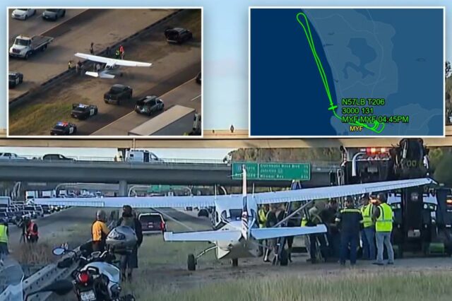 Pequeno avião faz pouso de emergência na rodovia durante a hora do rush: 'Mayday! Socorro!'

