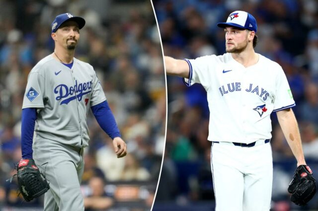 Previsão do jogo 5 de Blue Jays x Dodgers: probabilidades, Trey Yesavage, do Toronto Blue Jays, comemora durante o sexto jogo da American League Championship Series.