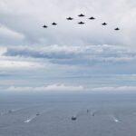 Programa de fotos dos Estados Unidos e aliados hospedando jogos de batalha perto da China