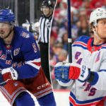 JT Miller patina contra o New York Islanders no Madison Square Garden em 25 de setembro de 2025 na cidade de Nova York.