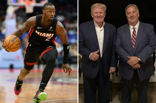 Rozier contrata advogado que representou Trump no caso Mar-a-Lago O armador do Miami Heat, Terry Rozier, segura a bola durante um jogo contra o Washington Wizards.