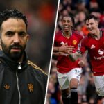 Ruben Amorim olha durante a partida da Premier League entre o Manchester United e o Sunderland em Old Trafford em 2025 em Manchester, Inglaterra.