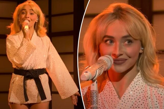 Sabrina Carpenter lança a bomba F - duas vezes - durante apresentação ao vivo de 'SNL'

