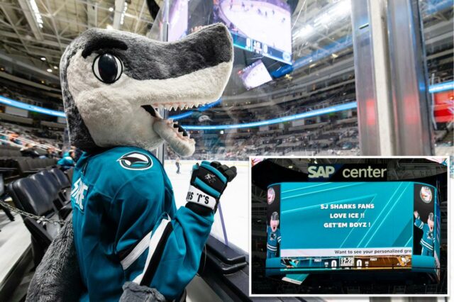 O San Jose Sharks Jumbotron exibindo 