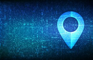 Seul avalia autorização para Google e Apple exigem mapas de alta resolução Pointer of map on matrix background with digits 1 and 0