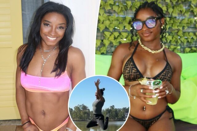 Simone Biles aparentemente confirma a plástica nos seios com uma postagem atrevida nas redes sociais

