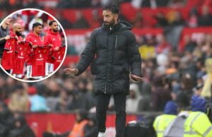 Starlet masculino Utd obtém inicialmente uma chamada global de idosos, apesar de esperar o lançamento sob Ruben Amorim Novas contratações Bryan Mbeumo, Benjamin Sesko, Diego Leon e Matheus Cunha posam para uma foto enquanto seguravam as camisas do Manchester United.