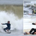 Surfistas em busca de emoção migram para Nova York para ondas retorcidas de 3 metros de altura: 'Flutuando entre montanhas'