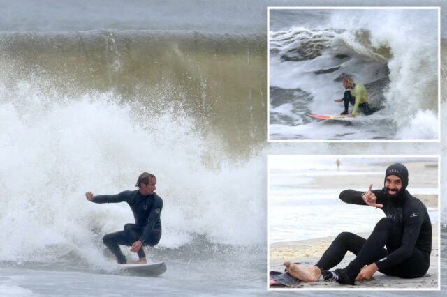 Surfistas em busca de emoção migram para Nova York para ondas retorcidas de 3 metros de altura: 'Flutuando entre montanhas'

