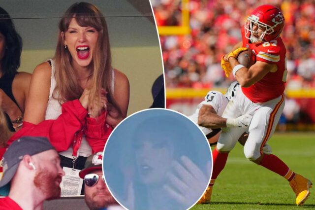 Taylor Swift absorve silenciosamente o jogo de Travis Kelce enquanto Chiefs dominam Raiders

