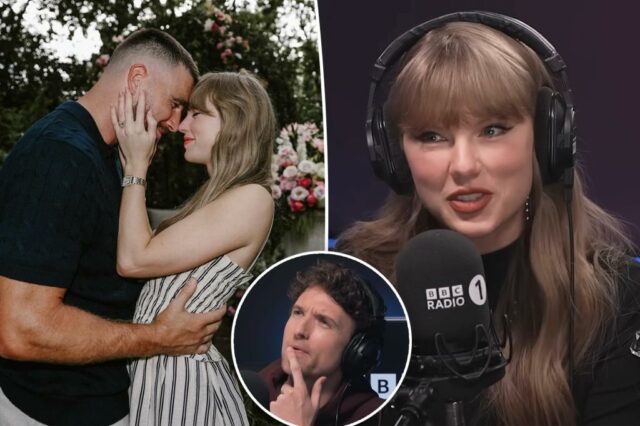 Taylor Swift convida a BBC Radio 1 apresentadora para ela e o casamento de Travis Kelce no ar


