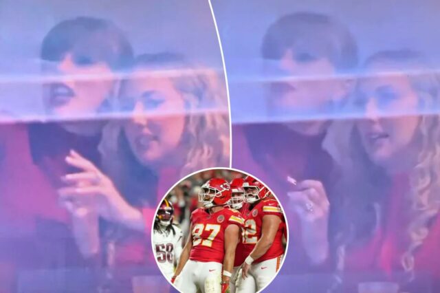 Taylor Swift foi flagrada comemorando o touchdown do noivo Travis logotipo de fantasia azarão
