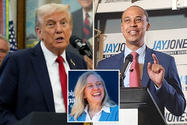 Trump Savags Salvages de Dem Gubernatorial 'fraco' de Virginia por não negar 'lunático' candidato AG Jay Jones sobre textos vil

