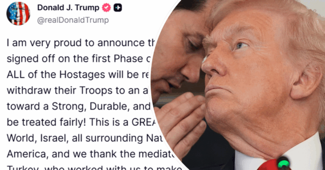 Trump diz que Israel e Hamas concordam com a “primeira fase” do acordo de paz em Gaza


