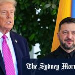 Volodymyr Zelensky fala aos repórteres em Washington após seu encontro com Trump.