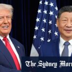 O presidente dos EUA, Donald Trump, e o presidente da China, Xi Jinping, em Busan na quinta-feira.