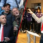 O diretor de futebol Jason Wilcox, o CEO do clube Omar Berrada e o chefe de Ineos, Sir Jim Ratcliffe, procuram antes da partida da Premier League entre o Manchester City e o Manchester United no Etihad Stadium em 2025 em Manchester, Inglaterra.
