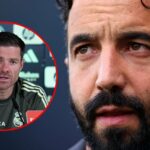 O gerente do Manchester United, Ruben Amorim, durante a partida da Premier League entre o Fulham e o Manchester United no Craven Cottage em 2025 em Londres, Inglaterra.