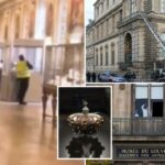Vídeo mostra ladrão do Louvre cortando caixa de joias com serra durante ousado assalto à luz do dia