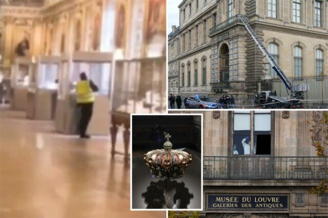 Vídeo mostra ladrão do Louvre cortando caixa de joias com serra durante ousado assalto à luz do dia

