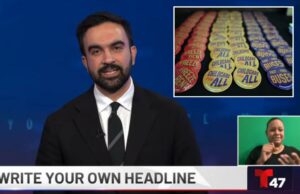 Zohran Mamdani oferece salada de palavras sobre como pagará US$ 10 bilhões em brindes socialistas sem novos impostos Botões da campanha Zohran Mamdani para