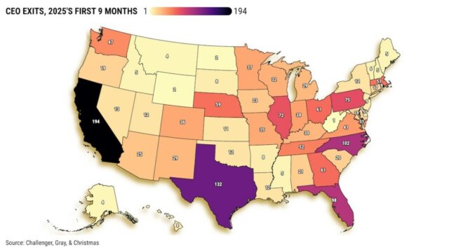 194 CEOs da Califórnia deixaram seus empregos até agora em 194 CEOs da Califórnia deixaram seus empregos até agora em 2025, número 1 nos EUA
