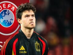 2 gols, 1 assistência: Jogador perfeito para Ruben Amorim no Man United se destacou na estreia internacional de Senne Lammens – opinião O goleiro Senne Lammens, da Bélgica, observa e sopra framboesas durante a partida das eliminatórias da Copa do Mundo FIFA 2026 entre Bélgica e Liechtenstein, no Stade Maurice Dufrasne, em 18 de novembro de 2025
