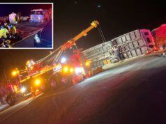 26 pessoas, a maioria adolescentes, ficaram feridas depois que ônibus que transportava grupo religioso pegou fogo e capotou na rodovia da Califórnia 26 pessoas, a maioria adolescentes, ficaram feridas depois que ônibus que transportava grupo religioso pegou fogo e capotou na rodovia da Califórnia