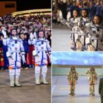 3 astronautas chineses presos na estação espacial após colisão com destroços na cápsula de retorno