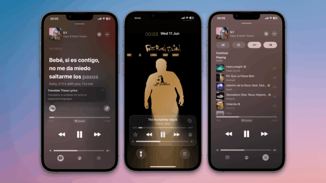 Deslize para trocar músicas no Apple Music no iOS 26.1.