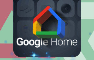 Google Home prepara um impulso Gemini muito necessário Colagem de telas do app Google Home mostrando vários controles e layouts de casa inteligente, com o logotipo do Google Home desmontado no centro.