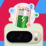 A bateria Anker 321 na parte traseira de um Pixel 10 Pro, equilibrada em um telhado de feltro.