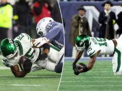 A estreia de Adonai Mitchell nos Jets vai para o sul em um fracasso cheio de gotas 13/11/25 Patriotas da Nova Inglaterra vs. New York Jets no Gillette Stadium: Adonai Mitchell nº 15 do New York Jets não consegue completar uma recepção para a terceira descida durante o segundo quarto.