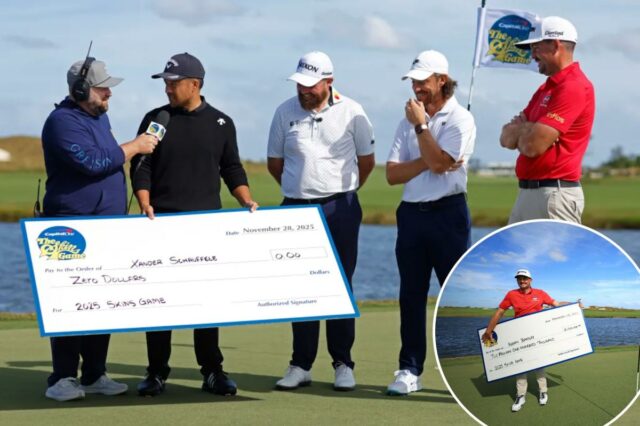 A estrela do golfe Xander Schauffele recebeu um cheque hilariante A estrela do golfe Xander Schauffele recebeu um cheque hilariante de US$ 0 depois de não ganhar dinheiro na devolução do Skins Game