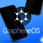 Um Pixel 8 com o menu de configurações do GrapheneOS fica em cima de um tecido verde e branco