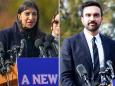 A líder de transição de Mamdani revela que está procurando maneiras de usar ‘unilateralmente’ os poderes do prefeito de Nova York para cumprir a agenda socialista A copresidente de transição Lina Khan fala durante uma conferência de imprensa no Unisphere em Flushing Meadows Corona Park em 5 de novembro de 2025 no bairro de Queens, na cidade de Nova York.