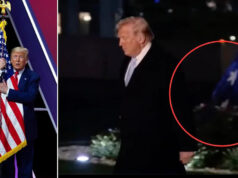 A mídia social entra em erupção quando a bandeira dos EUA é vista no chão atrás de Trump na Casa Branca Yahoo news home